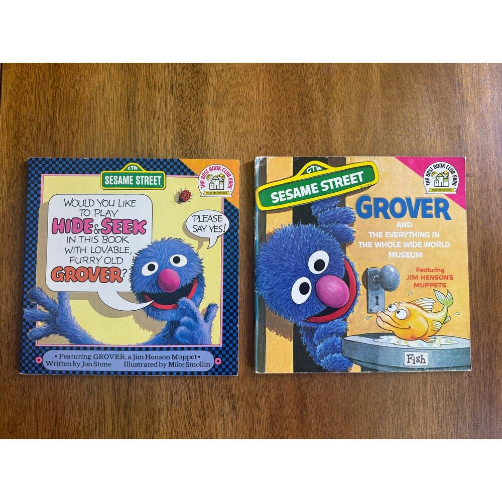 Vintage Sesame Street Grover Hardcover Book Lot Random House 1974 1976